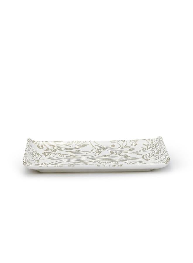 EDESSA Elana Ceramic Rectangle Serving Plate White, 12.5 X 24Cm - Image 3